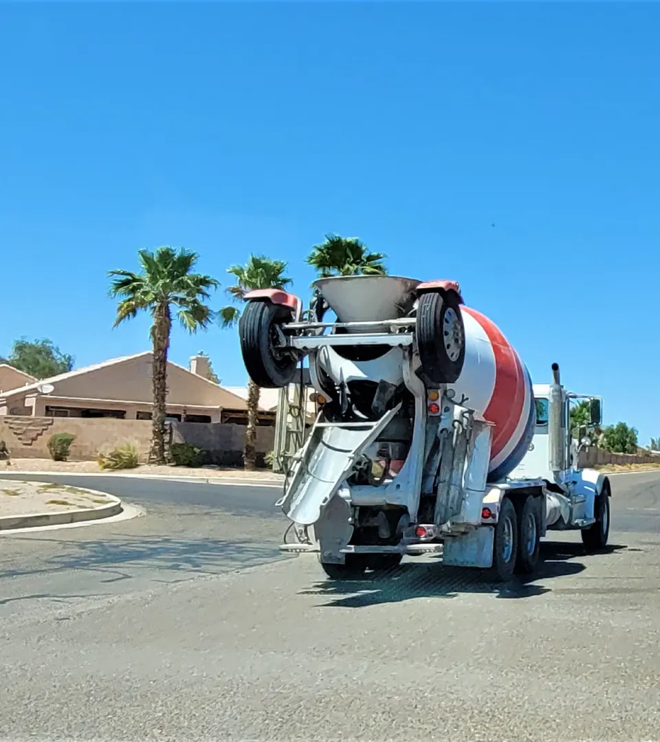 Concrete Mixing Truck making a delivery